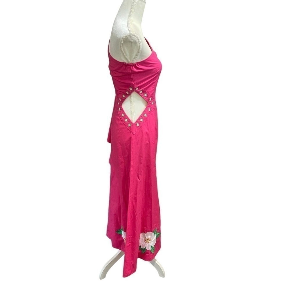 Fanm Mon Amarya One-Shoulder Bell Sleeve Side Cut Out Floral Embroidered Dress - Picture 6 of 15